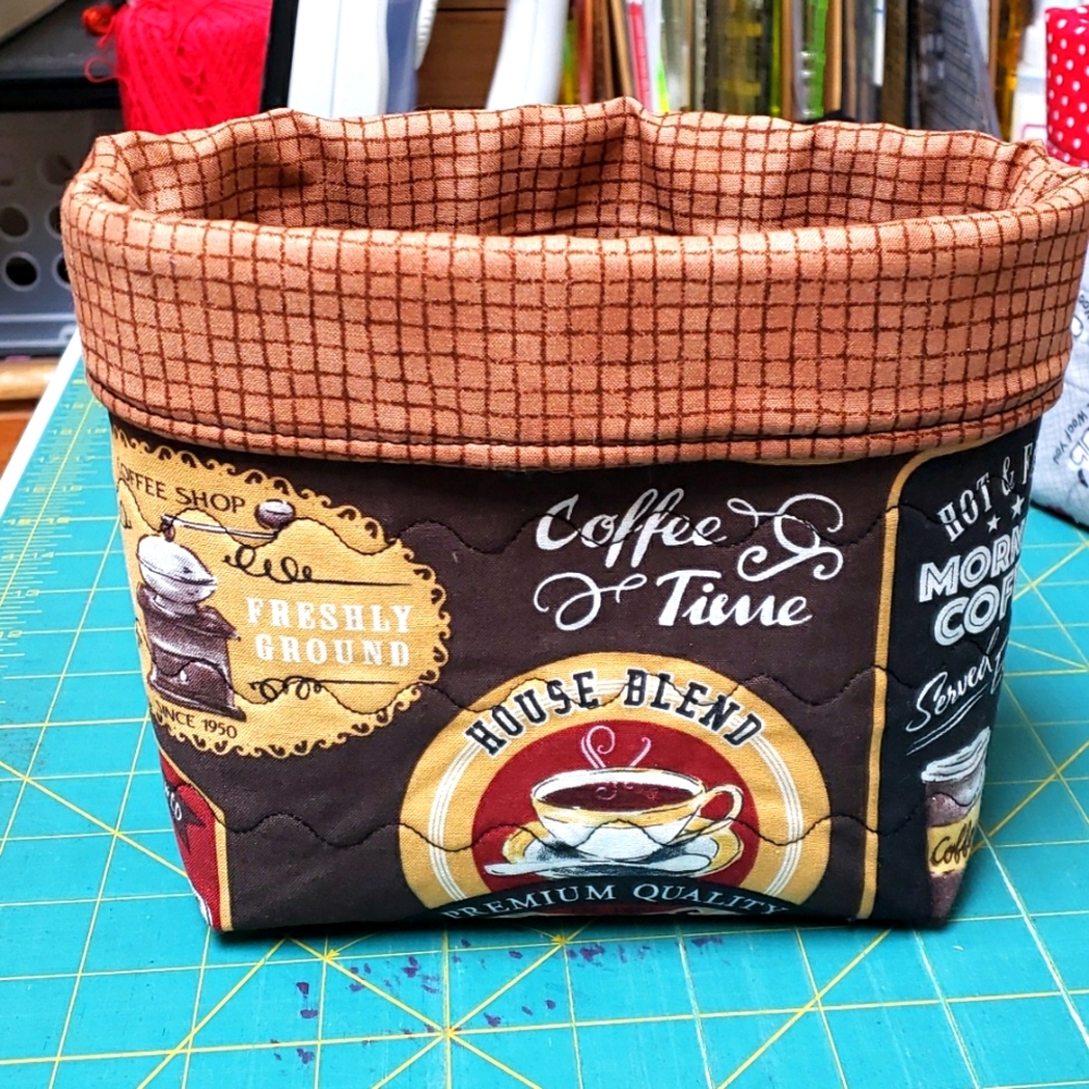 Coffee Themed Quilted Basket